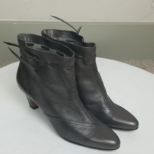 California Magdesians Pewter Leather Ankle Booties